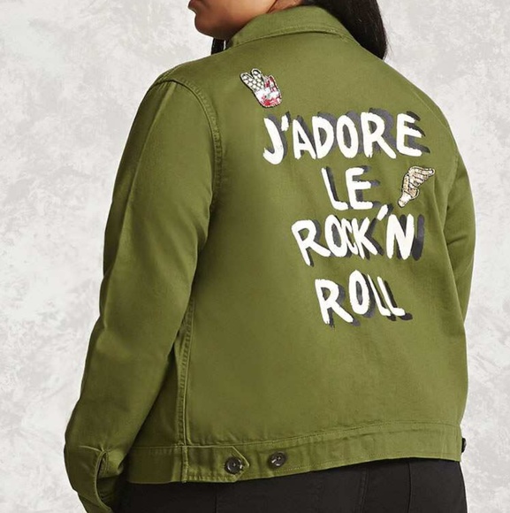 Forever 21 Jackets & Blazers - FOREVER 21 PLUS J'ADORE GRAPHIC JACKET SZ 1X